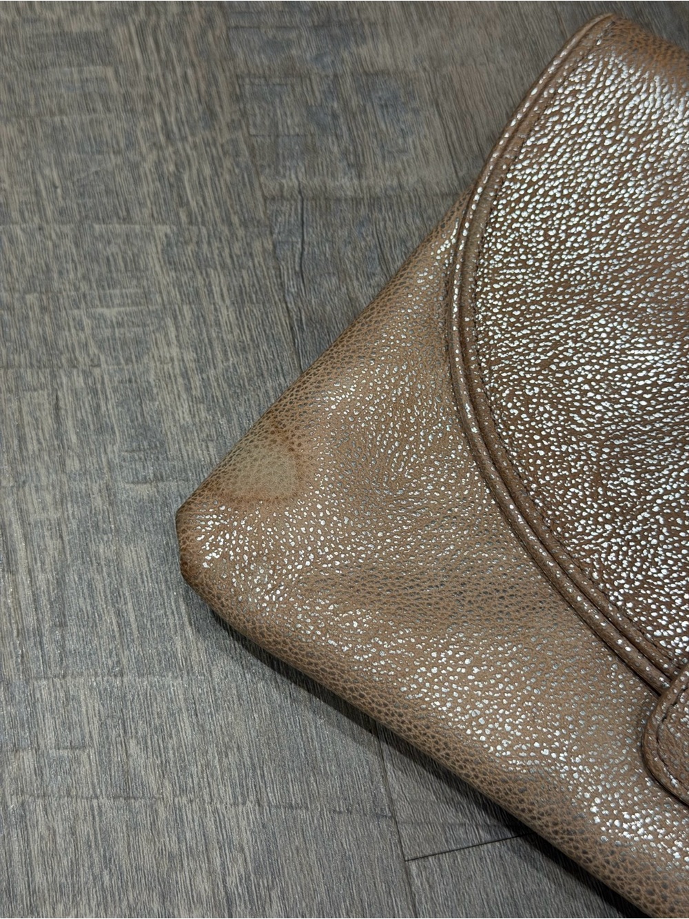 Elaine Turner Arabella Gold Leather Lizard Embossed Clutch Handbag Purse - Picture 7 of 8